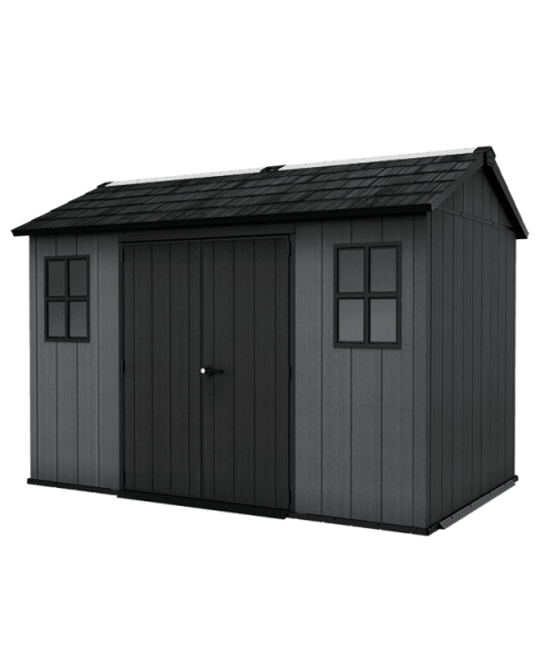 Keter 11’x7.5′ Newton Plus Side Entry Plastic Shed – Dark Grey