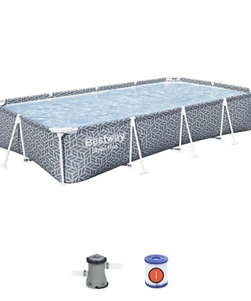 Bestway Steel Pro Rectangle Above Ground Pool, Leaf Design, 12ft Swimming Pool