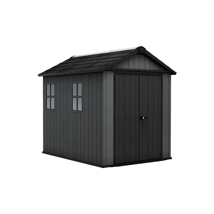 Keter 7.5’x9′ Newton Plus Front Entry Plastic Shed – Dark Grey
