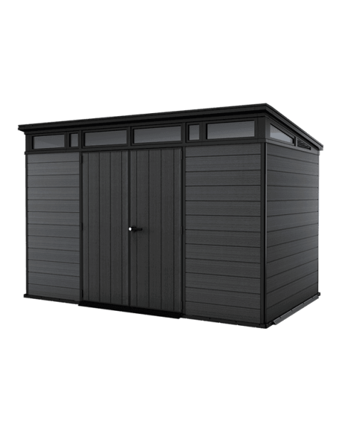 Keter Artisan 7x11 ft Pent Dark-Grey Plastic 2 door Shed with floor & 1 window