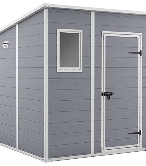 Keter 6′ x 6′ Manor Plastic Pent Garden Storage Shed – Grey