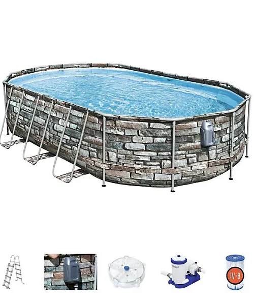 Bestway Power Steel Comfort Jet Series 20ft x 12ft x 48in Oval Pool Set