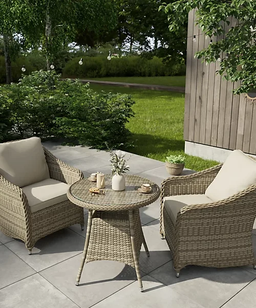 GoodHome Hamilton Cappuccino Rattan effect 2 seater Bistro set