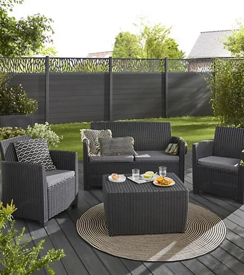 Keter Mia Graphite Plastic 4 seater Coffee set