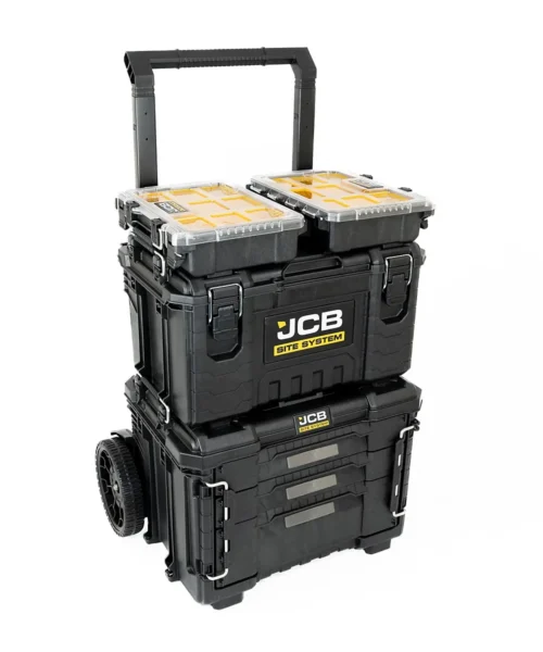 JCB Site System 5-Piece Tool Storage Set, Heavy-Duty Modular Toolboxes & Cart / Trolley JCB-SITESYS-ST-2
